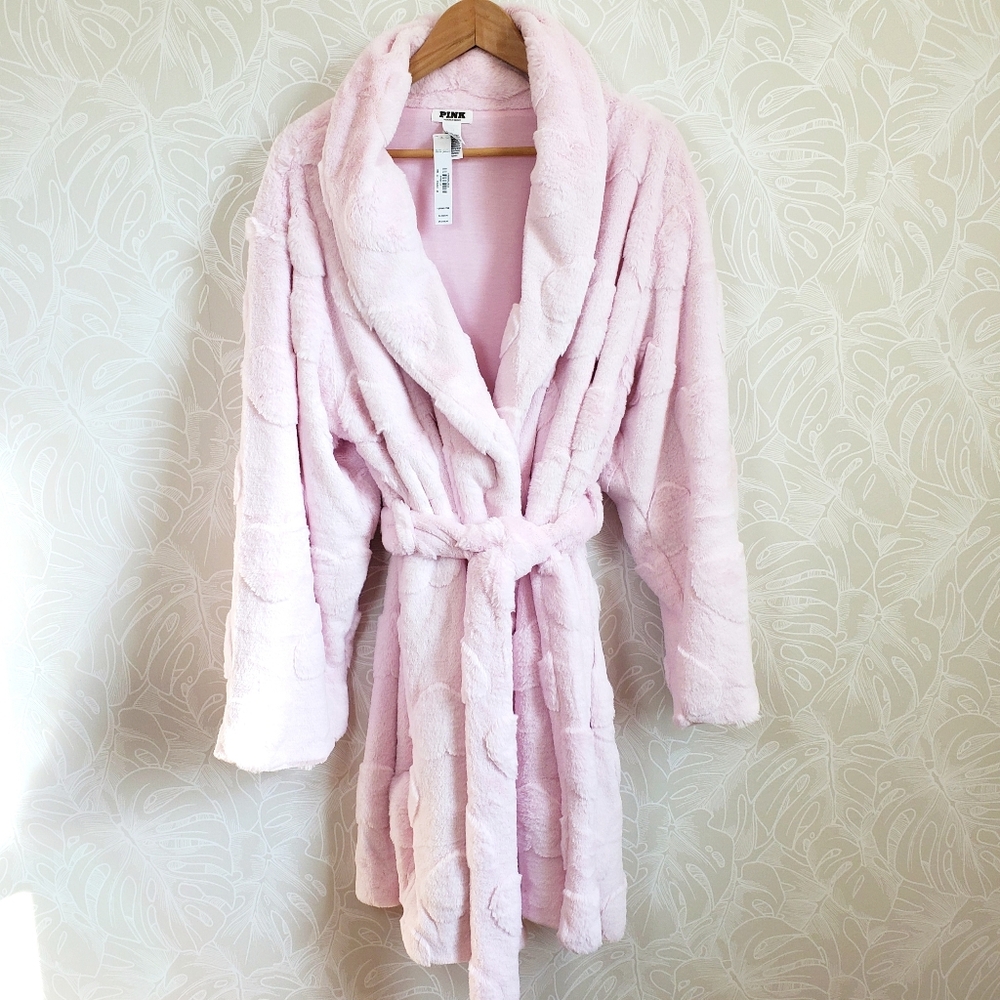 PINK Victoria's Secret Cozy Robe Hearts Print NEW Size XL/XXL - Picture 4 of 12